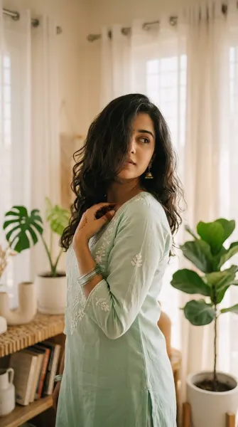 Sage green A-line kurta