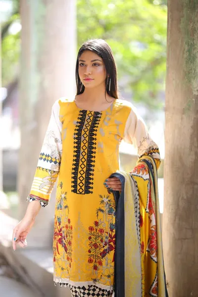 Mustard floral straight kurta